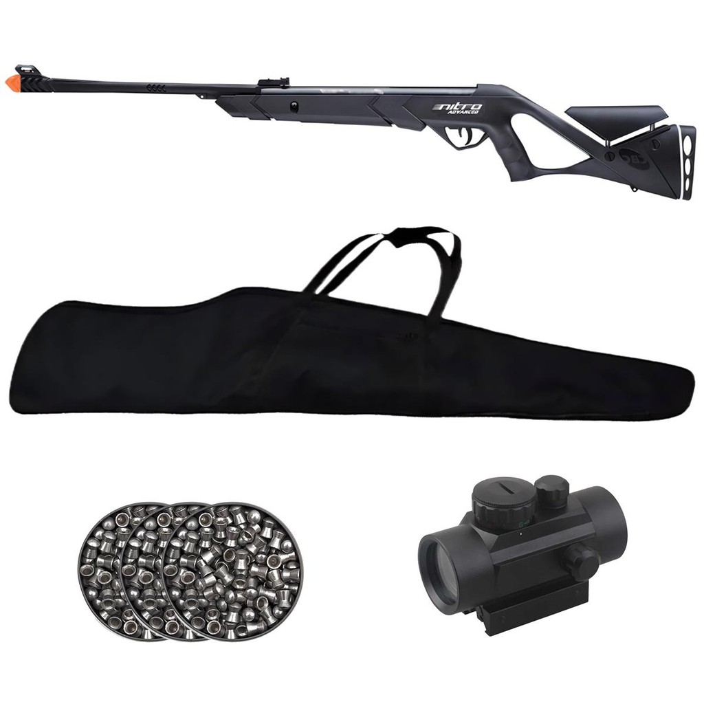 Carabina de Pressão Nitro Advanced 5.5mm – CBC + Red dot + 3 Chumbos + Capa