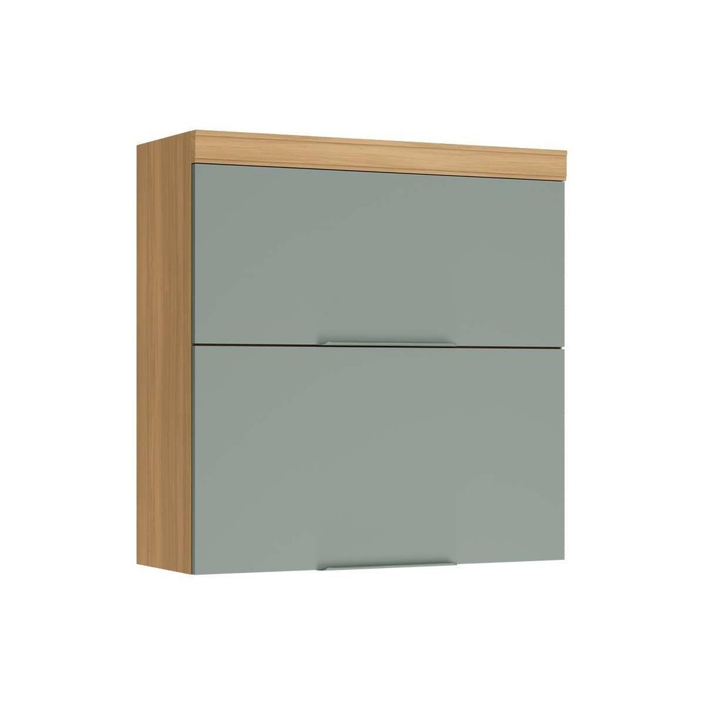 Armário Aéreo Cozinha Modulado Marquesa c/ 2 Portas Basculante 80 cm Nature/Verde - Nesher em Oferta na Shopee