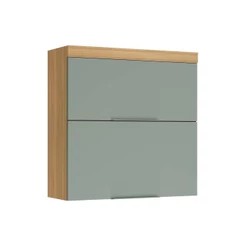 Armário Aéreo Cozinha Modulado Marquesa c/ 2 Portas Basculante 80 cm Nature/Verde - Nesher