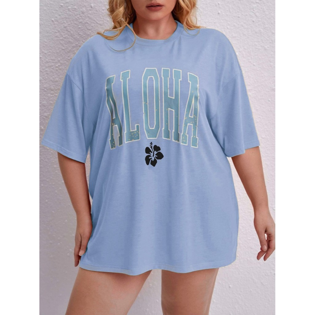 Camiseta Streetwear Feminina Aesthetic Hip-Hop Estampada Aloha Blusa T-shirt Old School Oversized