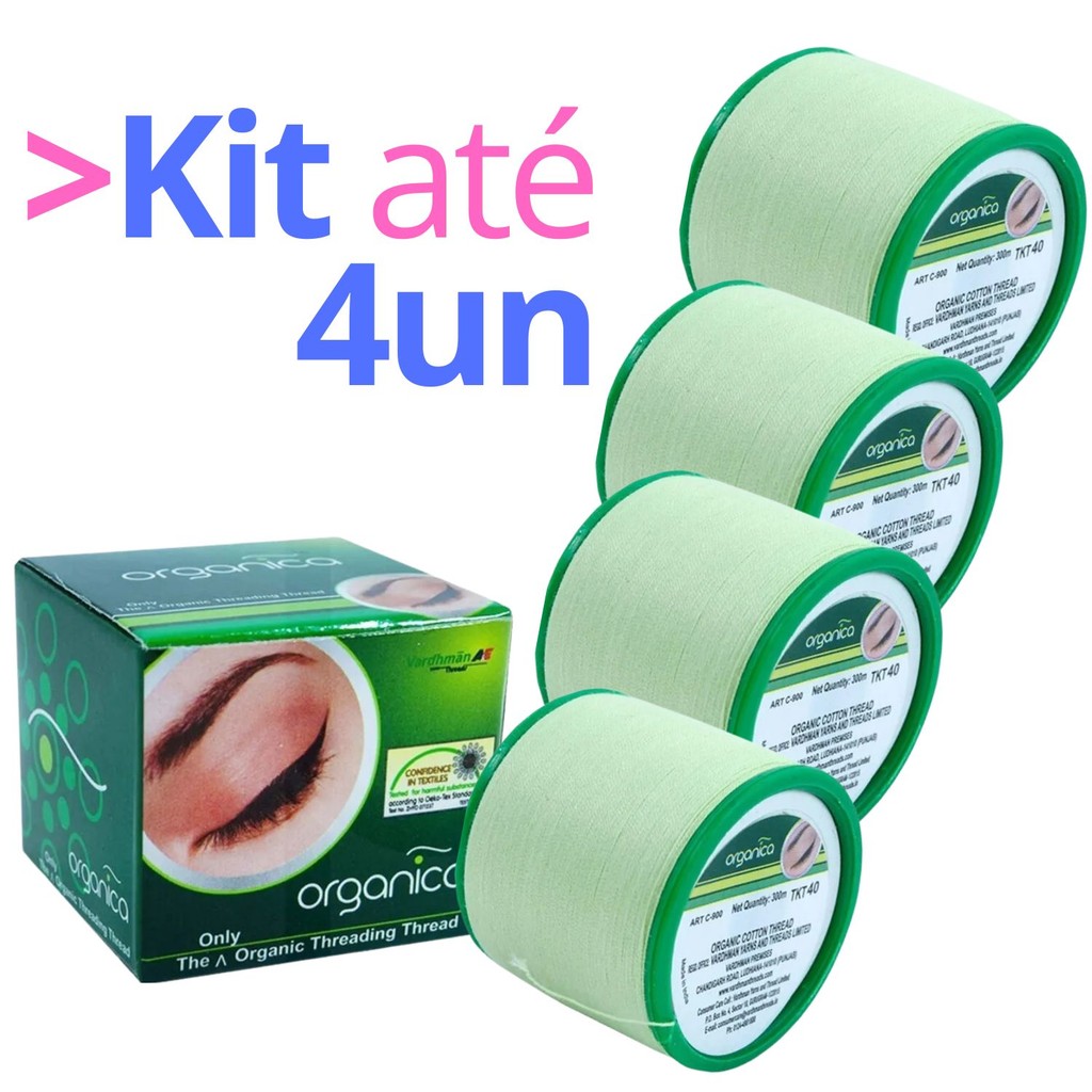 Kit Linha Orgânica Vanity Para Depilação Facial Sobrancelha Egípcia 100% Algodão Antibacteriano