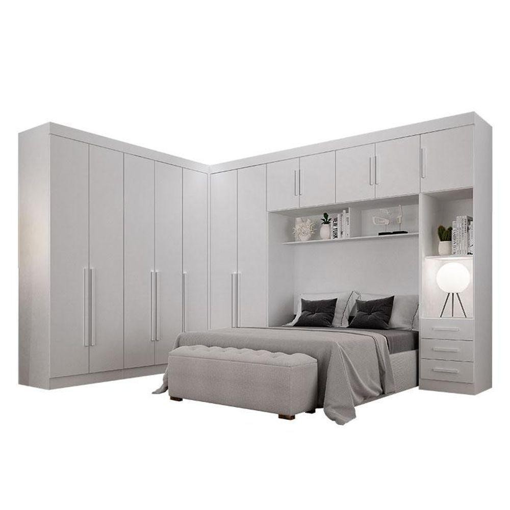 Quarto De Casal Modulado 12 Portas Orion Branco - Leifer Móveis em Oferta na Shopee