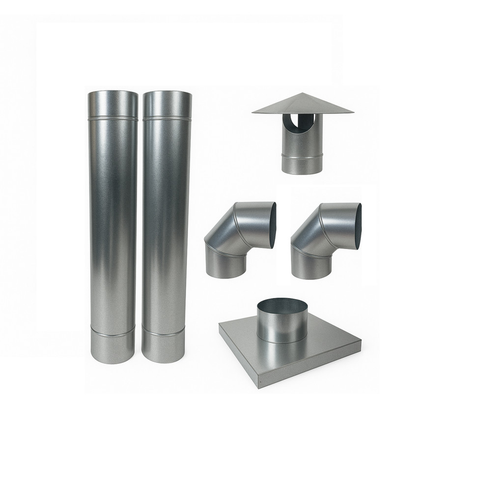 KIT CHAMINÉ PARA PRÉ MOLDADA 30X30CM DE 100MM (DUTO DE 1 METRO) GALVANIZADO em Oferta na Shopee