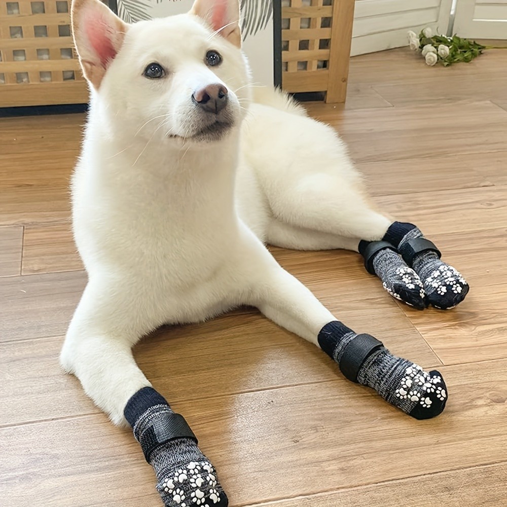 4 Peças De Meias Para Cães De Estimação Raças Pequenas – Protetores De Pata Respiráveis E Antiderrapantes Com Padrões Fl