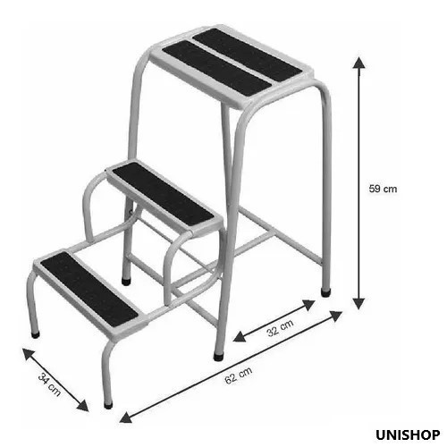Escada Banqueta 3 Degraus Antiderrapante Escadinha Banco Dobrável Pequena