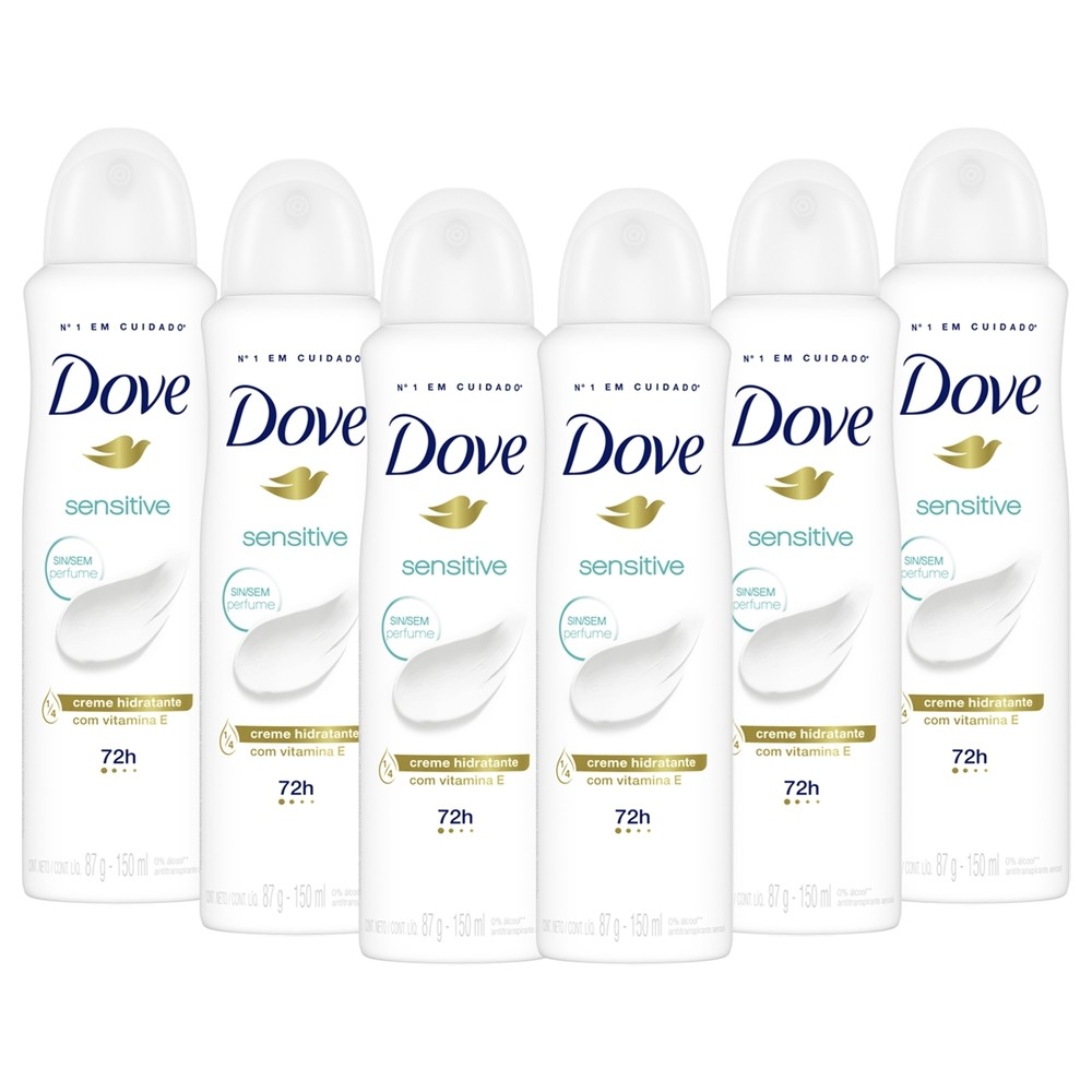 Kit 6 und Desod Aero Dove Sensitive Sem Perfume 150ml em Oferta na Shopee