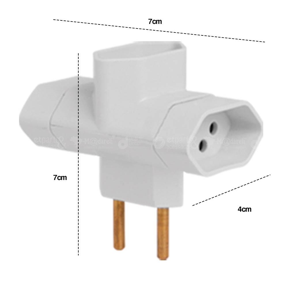 Adaptador de Tomada 3 PINOS Benjamin Formato T de 10A Universal