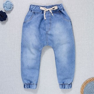 Calça Para Bebê Jeans Jogger Cordão Tracejado Azul Claro em Oferta na Shopee