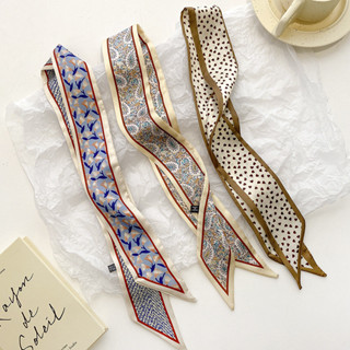 Lenço de Seda Fino de Verão, Faixa de Cabeça, Elegante Francês, Lenço Decorativo de Pescoço, Versátil, Faixa Longa, Laço em Oferta na Shopee