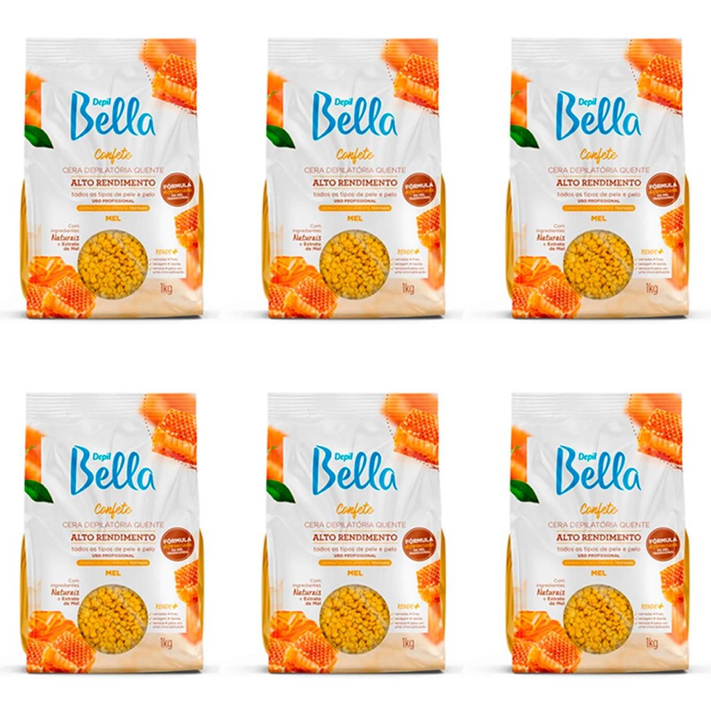 Kit 6 Unidades Cera Quente Depilatória Depil Bella Confete Alta Performance Extr
