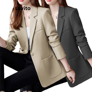 Lovito Blazer Lisa com Botões na Frente Elegante para Mulheres LNE21205 (Multicolorido)