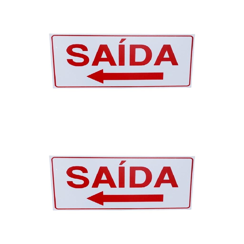 KIT 2 Placa de Sinalização saida seta para esquerda 15x30 cm