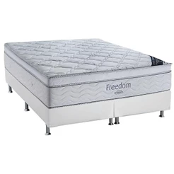 Cama Box Queen: Colchão Molas Ensacadas Ortobom Freedom Viscoo + Base CRC Courano White(158x198)