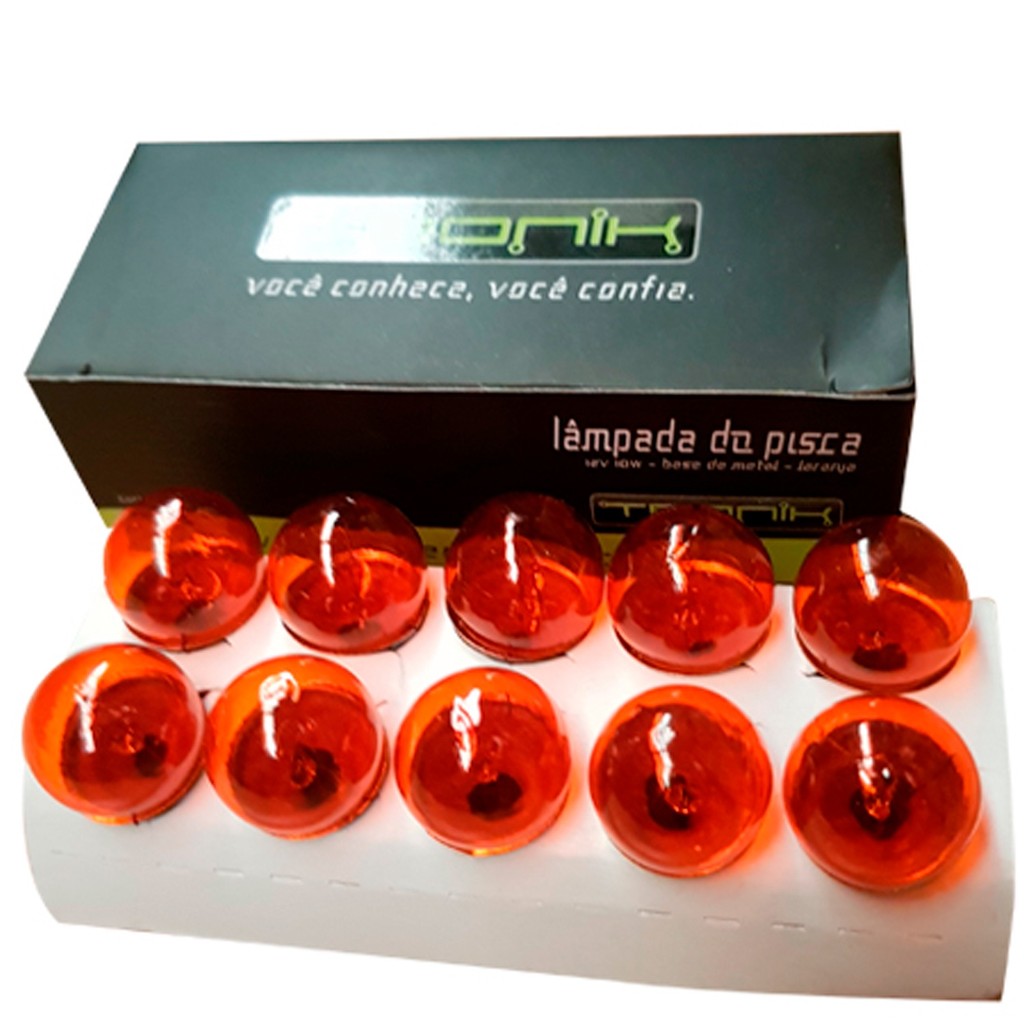 Lâmpada Pisca 12V 10W Base Metálica Laranja Tronik