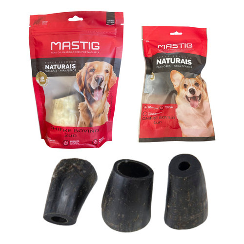 Kit c/ 3 unid. Chifre Bovino Mastig Mordedor Natural P/ Caes Osso Petisco