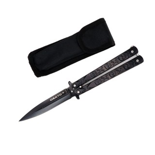 Canivete Butterfly Tático Caveira Aço Inox Preto Afiado Osato em Oferta na Shopee