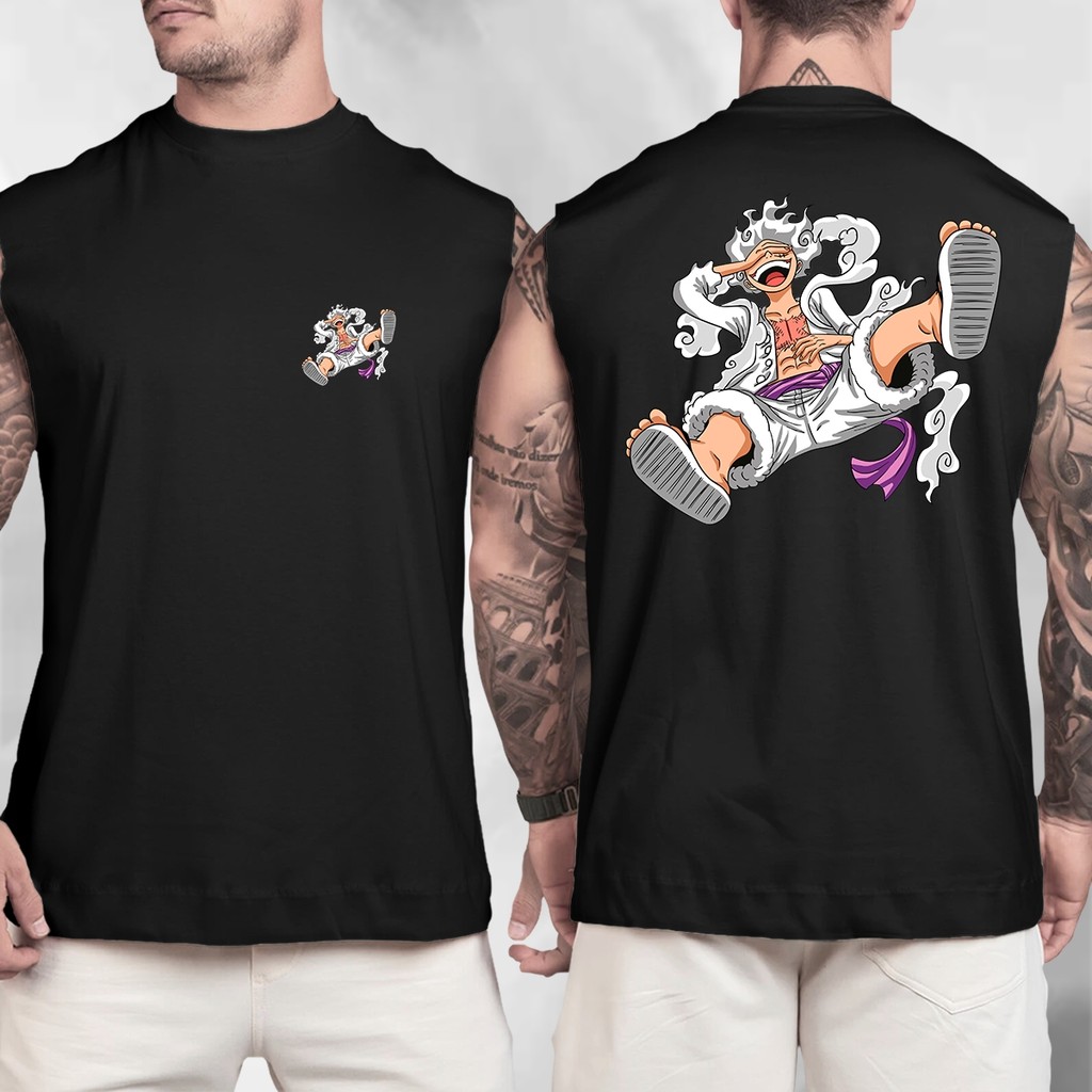 Camiseta Regata Oversized Streetwear 100% Algodão Estampada Luffy Gear 5 One Piece