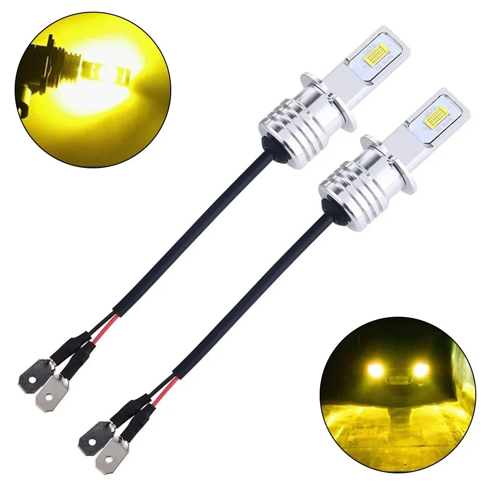 2 Pçs H3 LED Kit De Conversão Lâmpada Nevoeiro Super Brilhante Amarelo DRL 3000K 80W Auto Luz Acessórios