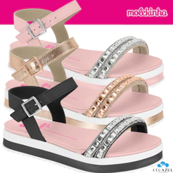 Sandalia Papete Molekinha Feminina Menina Kids Fofa Cristal Strass Confortável
