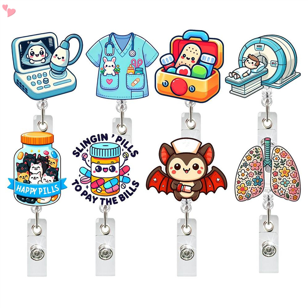 Porta-Crachá De Enfermeira Carretéis Retráteis Clipe De Etiqueta De Nome Caixa De Remédios Instrumento Pulmonar Cartão D em Oferta na Shopee