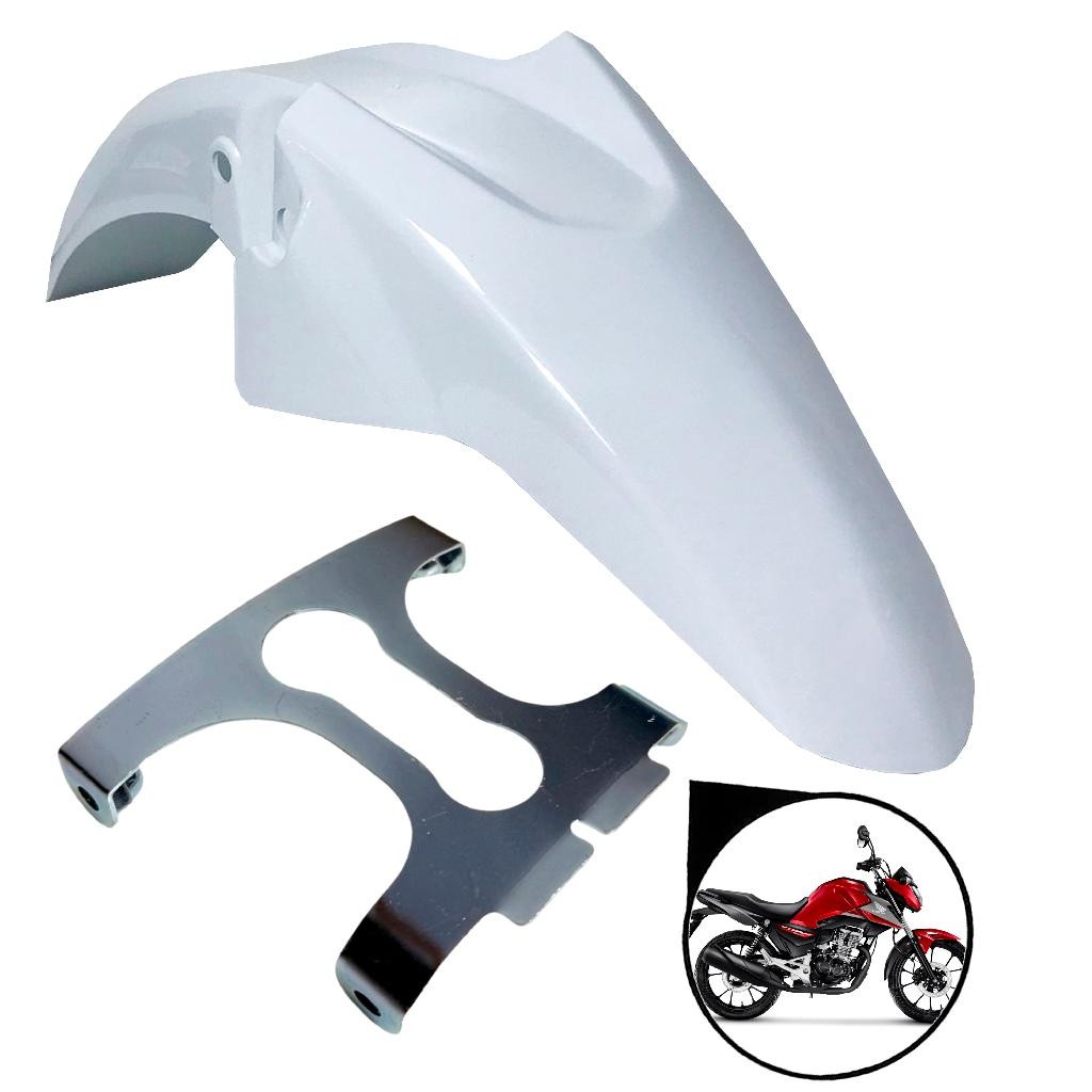 Kit Paralama Dianteiro e Suporte Paralama Ferro Dianteira Cg Start 160 2016 A 2024 - Branco