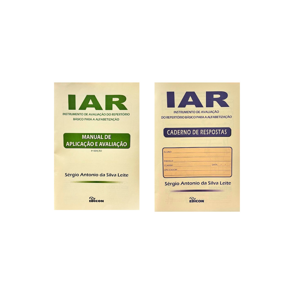 IAR - 2 Cadernos de Respostas e 1 Manual de Aplicação