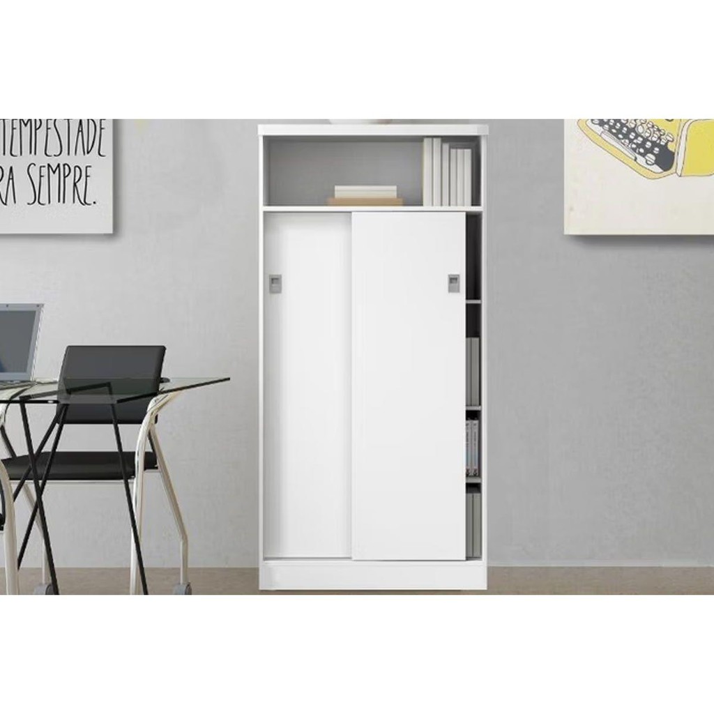 Armário Multiuso Sala 528 c/ 2 Portas de Correr Branco - Carraro - Home & Living