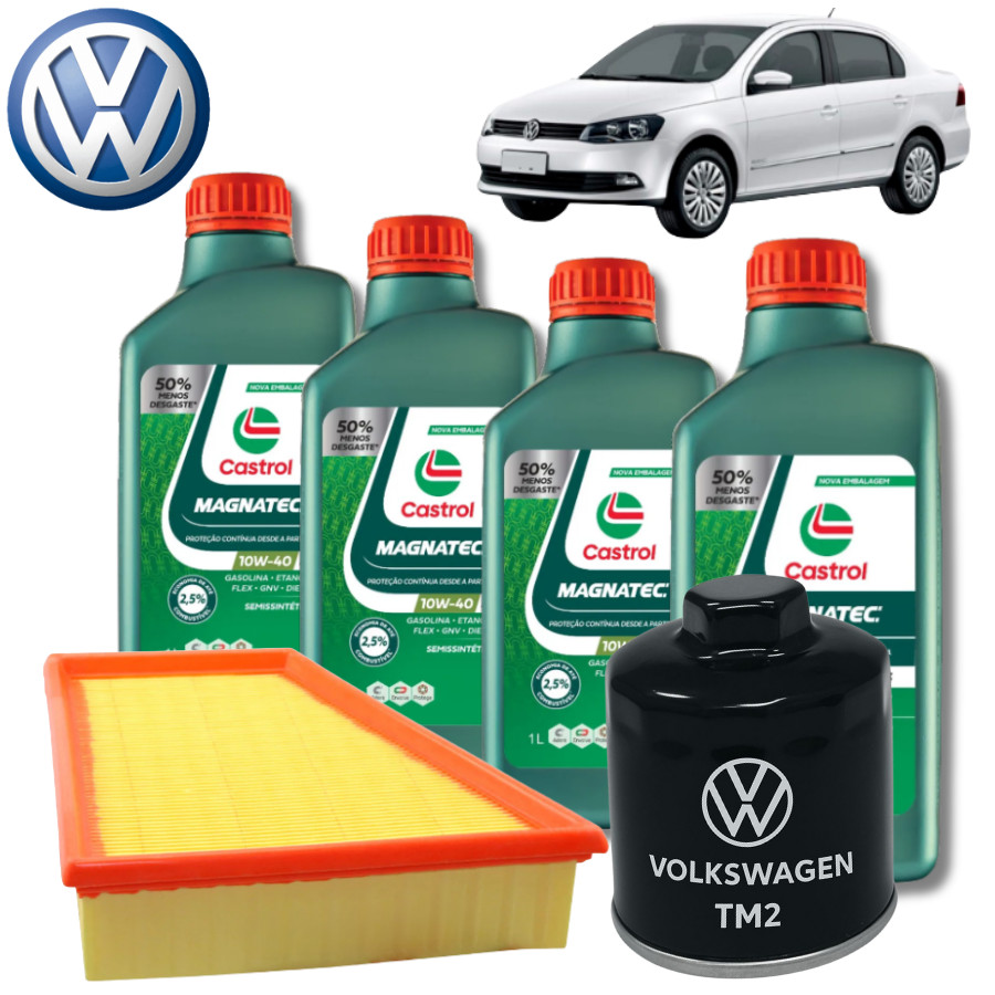 KIT REVISÃO TROCA ÓLEO 10w40 CASTROL MAGNATEC + FILTROS (VOYAGE 1.6 G6)