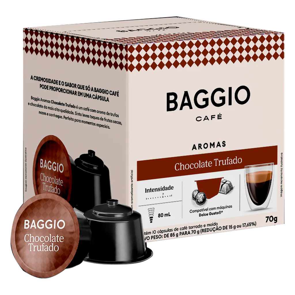 CAFÉ BAGGIO CÁPSULA TORRADO E MOÍDO CHOCOLATE TRUFADO 70G