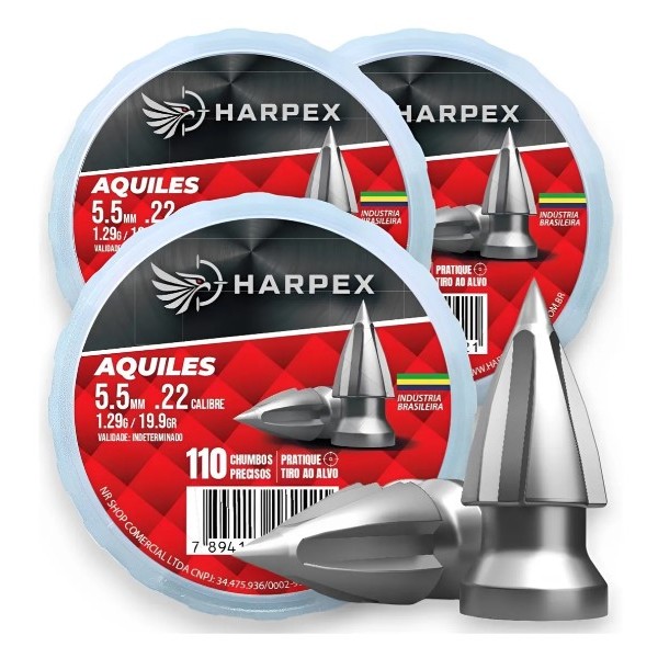 Kit 3x Chumbinho 5.5mm Precisão Munição Aquiles Harpex 330u