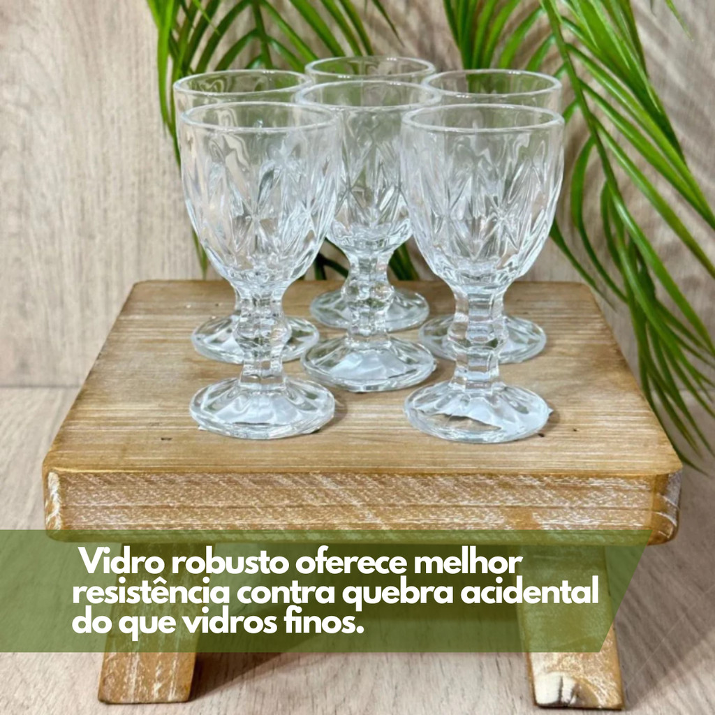 Kit 6 Taças de Licor 60ml Vidro Diamante Cristal Sofisticado Elegante · foto 2