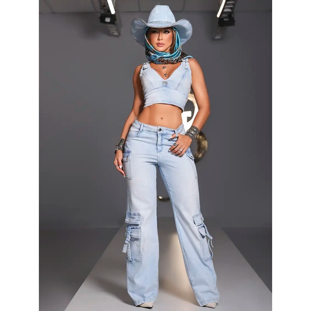 Calça Wide Leg Cargo Pit Bull Jeans 84552