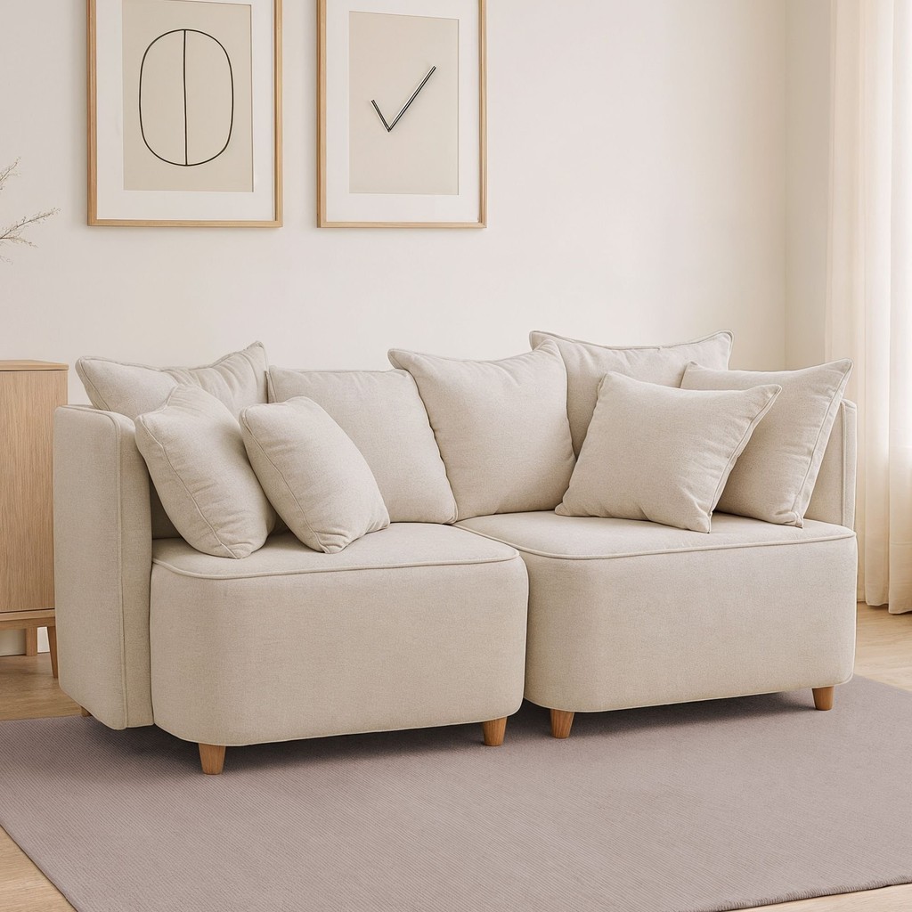 Sofá Liverpool Bipartido Mm Top 160Cm Bege em Oferta na Shopee