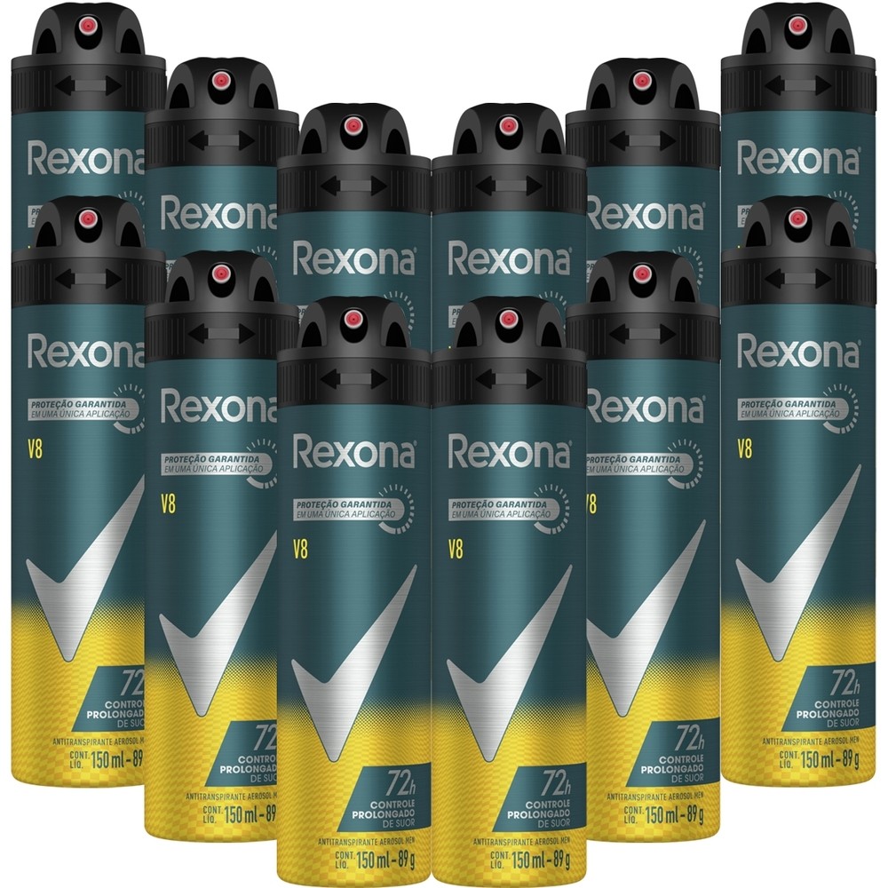 Kit 12 und Desod Aero Rexona Masculino V8 150ml em Oferta na Shopee