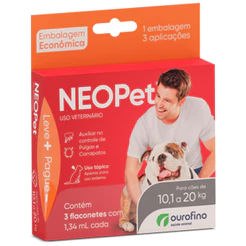 Antipulga Neopet C/ 3 Pipetas Caes 10kg A 20kg Ouro Fino