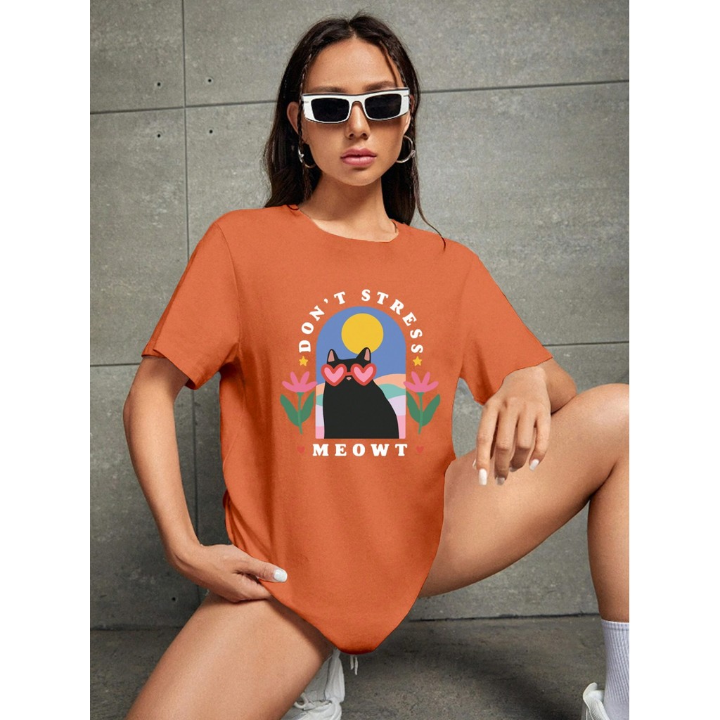 T-Shirt Oversized Streetwear Estilo Blogueira Camiseta Blusa Feminina Academia Estampada Desenho