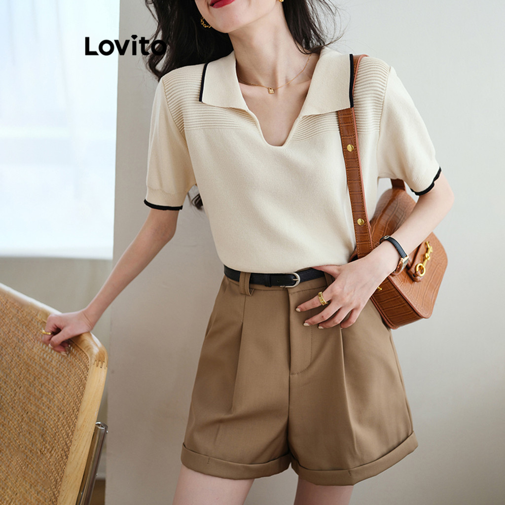 Lovito Blusa Casual Blusa Colorblock Lisa Para Mulheres LNL36066 (Multicolorido) - Women Clothes