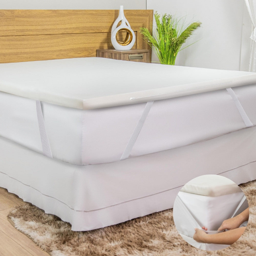 Pillow Top Espuma 400 Fios Mais Firme Antialérgico Confortável Cama Hotel Luxo