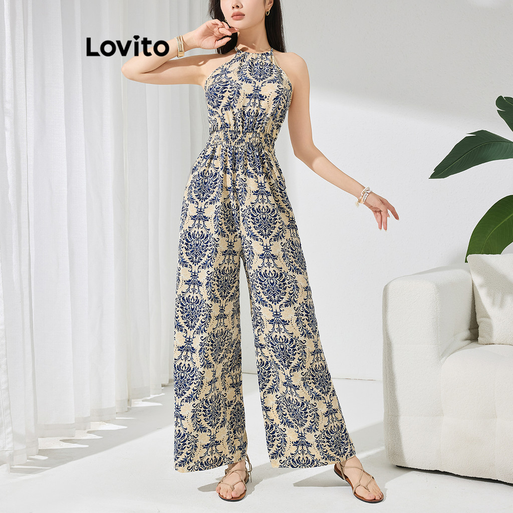 (Trendy) Lovito Macacão Boho Paisley Macacão De Verão Para Mulheres L116LD074
