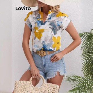 Lovito Blusa Boho com estampa floral para mulheres LNL70338 em Oferta na Shopee