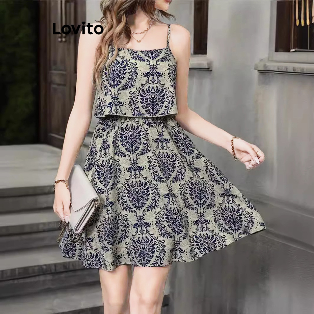 Lovito Vestido Casual Vestido Paisley Com Babados Para Mulheres LNM68171 - Women Clothes