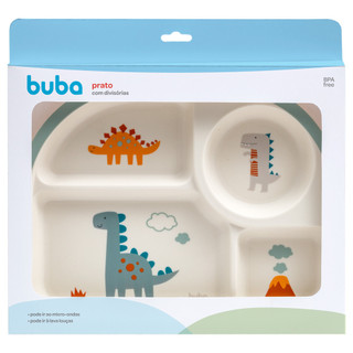PRATO COM DIVISÓRIAS BUBA MAGIC DINO PRATINHO BUBA