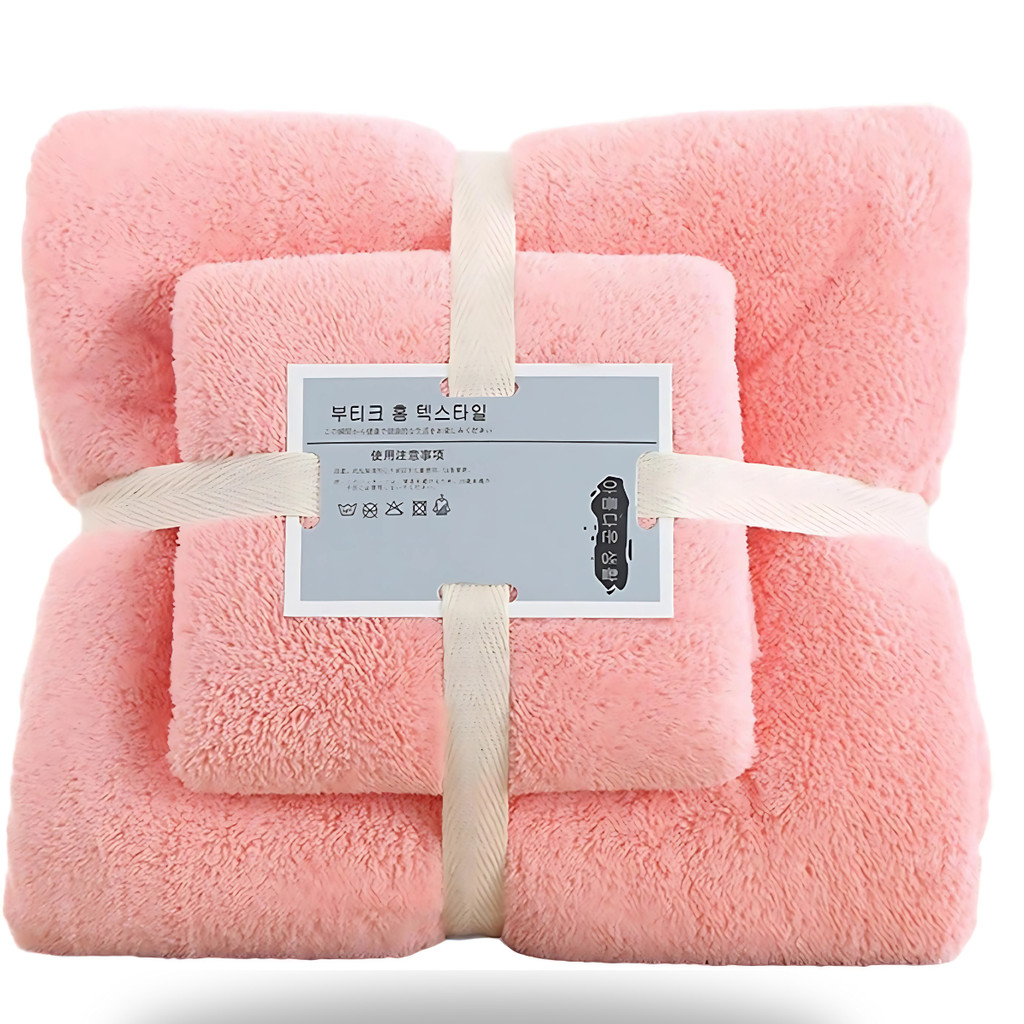 Kit Toalhas de Banho e ROSTO Rosa  2 Peças 70x140cm 380g