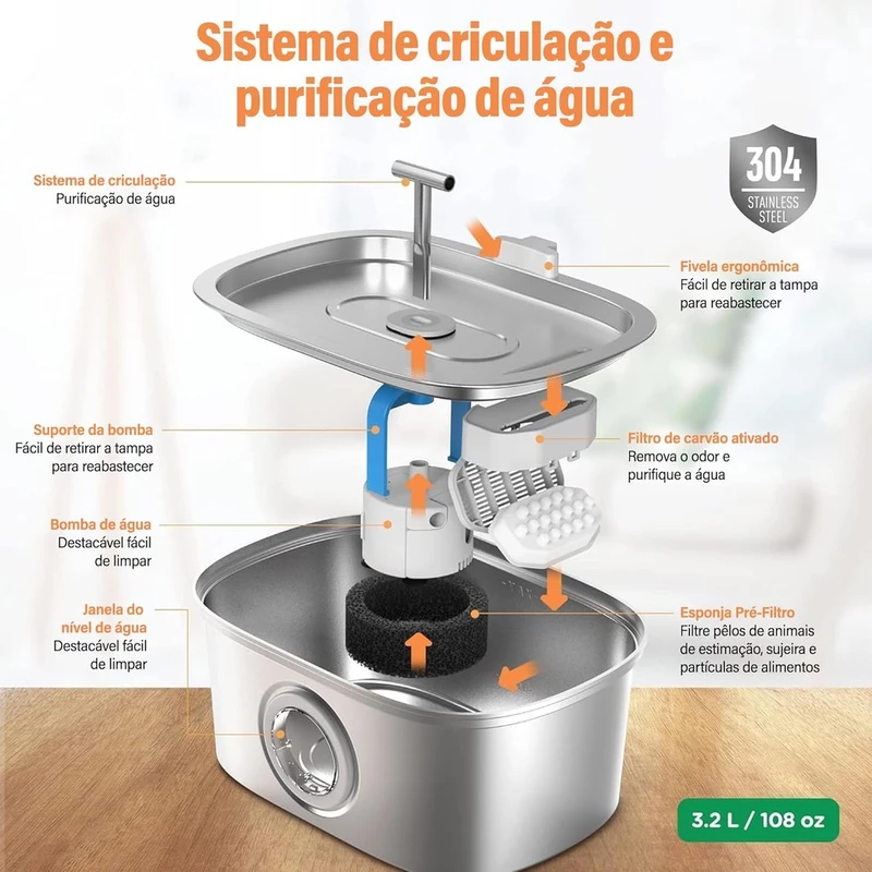 Fonte para Gatos em Aço Inoxidável — foto 3