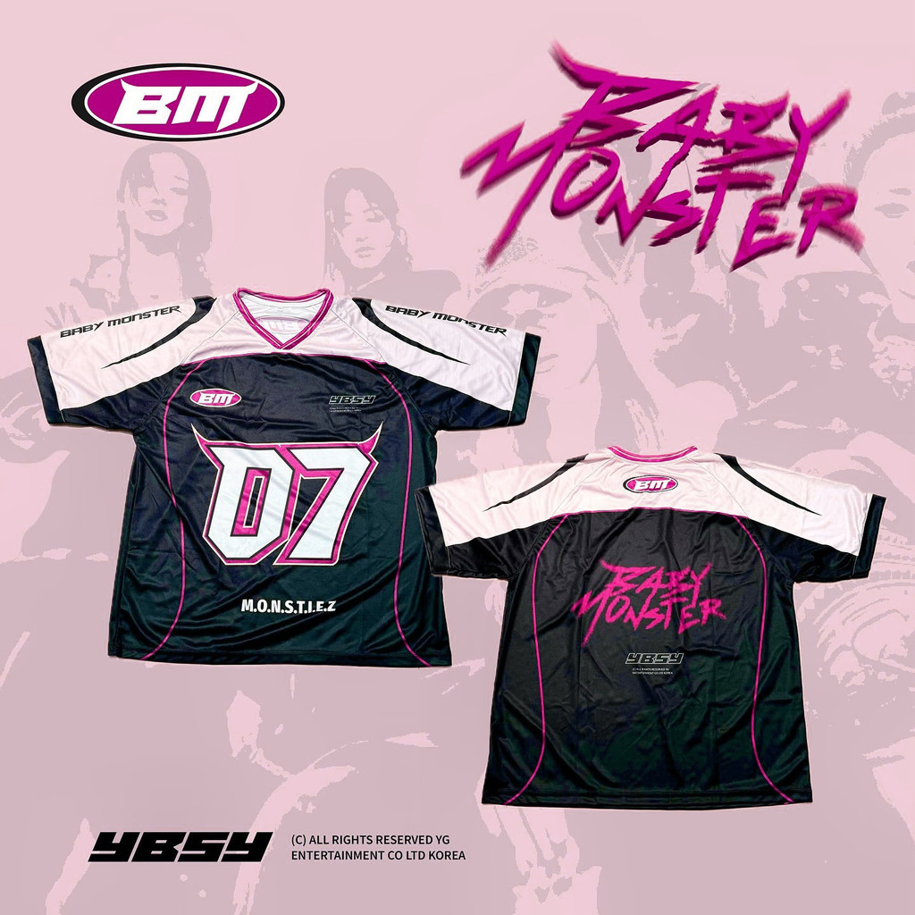 YBSY ! BM # babymonster baemon kpop Unissex Totalmente Sublimada Impressão Várias Cores Manga Curta 07 Casual Versátil M