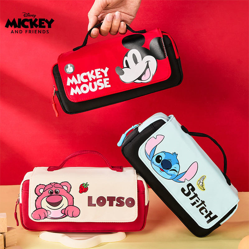 Estojo de lápis para estudantes do ensino fundamental da Disney Menina Morango Urso Estojo de lápis de alto valor Menino