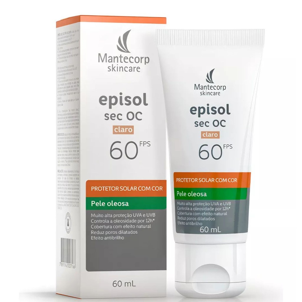 Protetor Solar Facial 60ml Cor Clara Fps 60 Episol Sec Oc