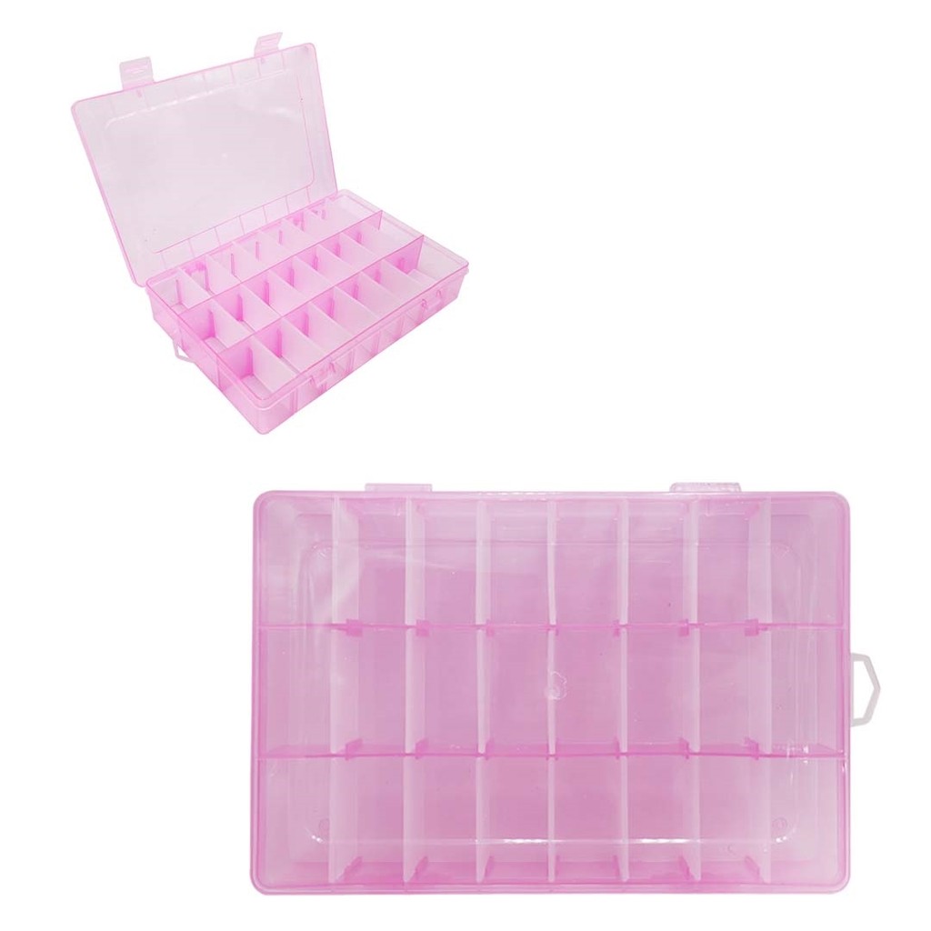Caixa Organizadora Rosa 19,5X13,1x3,6cm – Artesanato, Costura E Bijuterias Plástico Para Organização