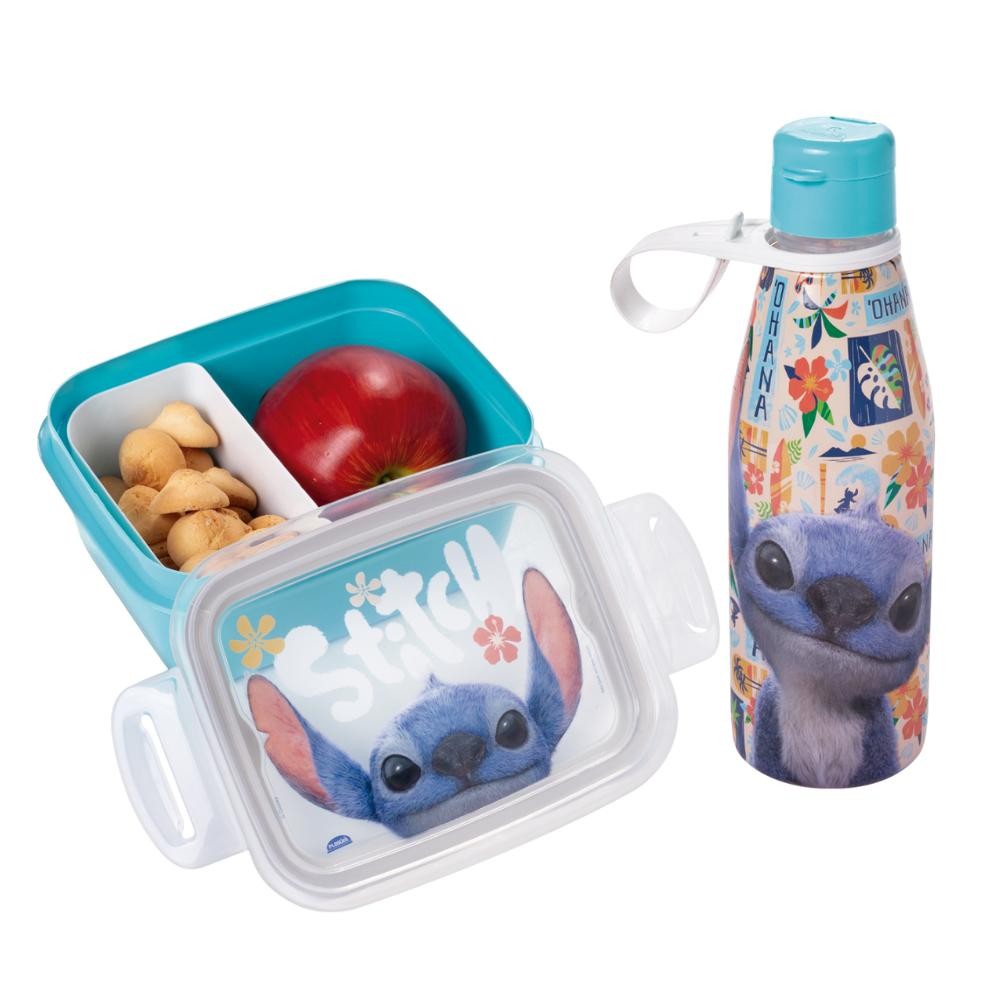 Kit para Lancheira Stitch Volta às Aulas 1 Pote Marmita 1 Garrafa Plasútil em Oferta na Shopee