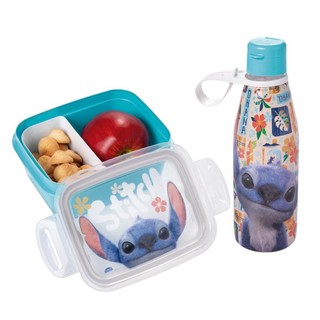 Kit para Lancheira Stitch Volta às Aulas 1 Pote Marmita 1 Garrafa Plasútil